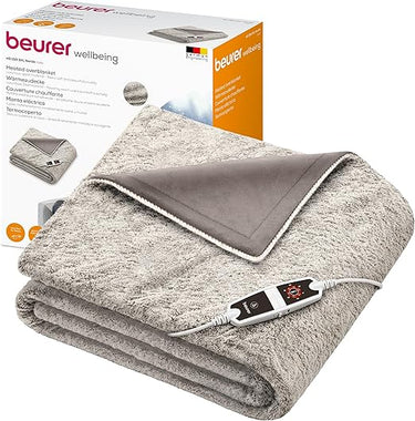 Beurer Manta térmica nórdica HD 150 XXL con apagado automático, 200 x 150 cm, 6 ajustes de temperatura, lavable a máquina, cómoda funda peluda